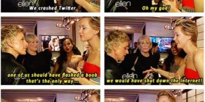 Ellen and Jennfer Lawrence on crashing Twitter.