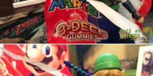 Link has fun with Mario Gummies