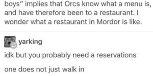 No vegans in Mordor…