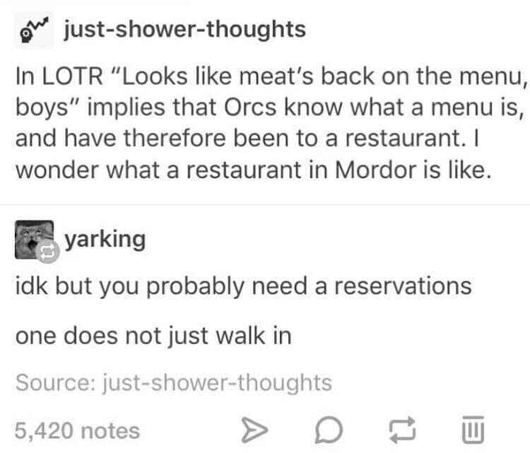 No vegans in Mordor...