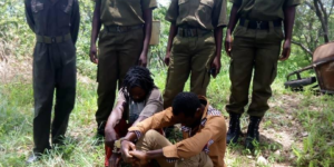 Poachers caught by an all-female unit of rangers in Zimbabwe.