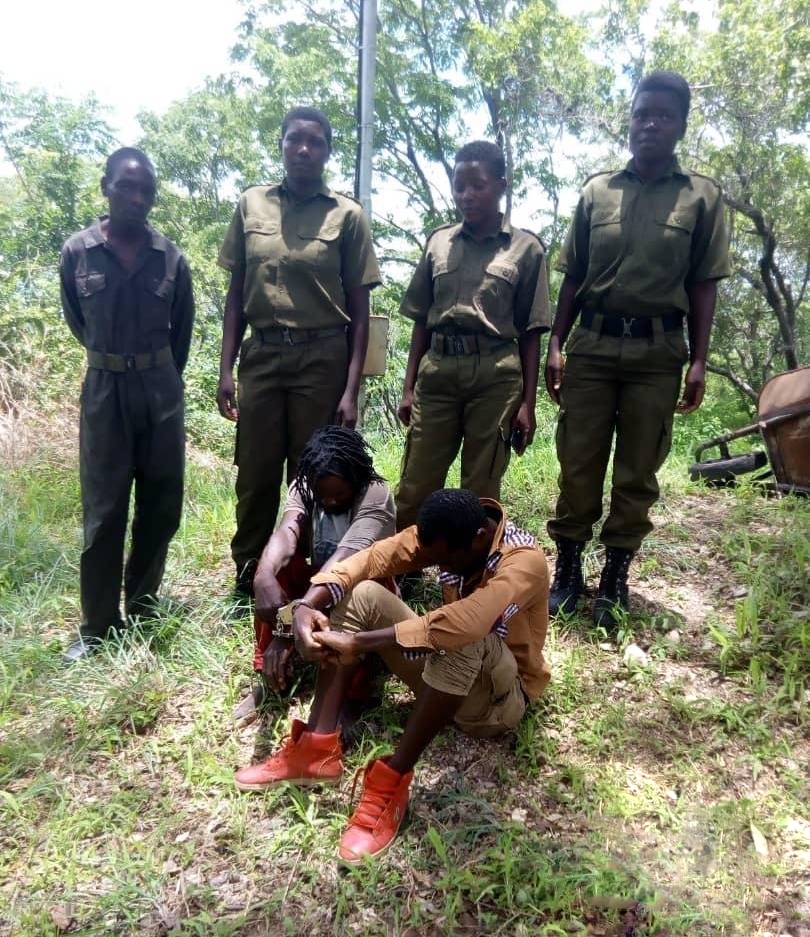 Poachers caught by an all-female unit of rangers in Zimbabwe.