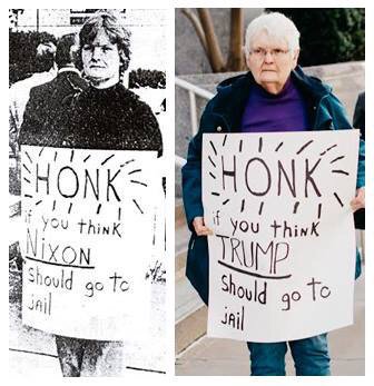 Same woman. Same place. 43 years apart.