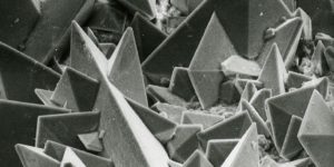 A kidney stone under an electron microscope.