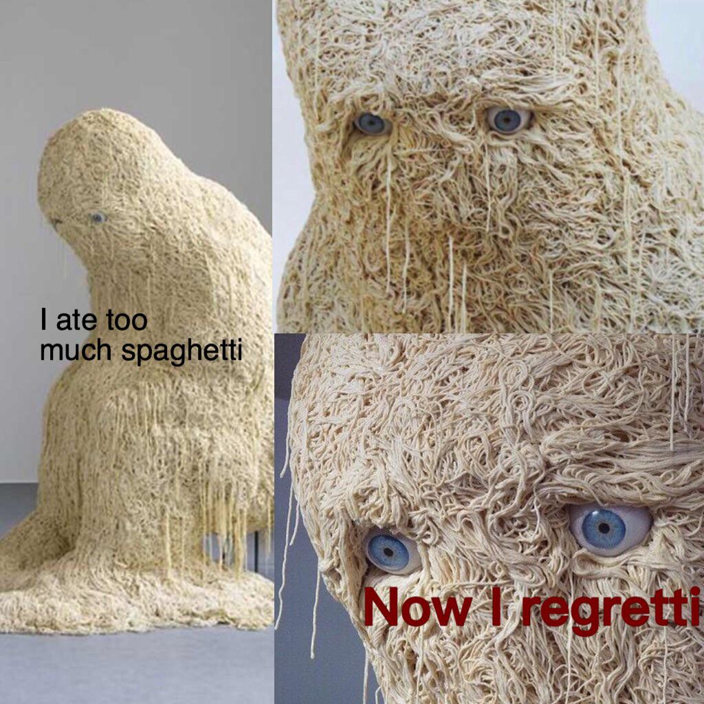Somebody is covered in spaghet.