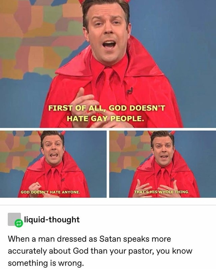 Satan describes the love of god.