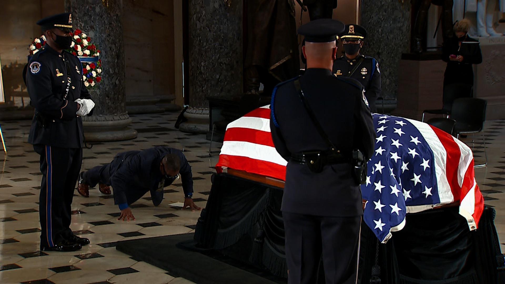 RBG's personal trainer paid their respects by doing push-ups.