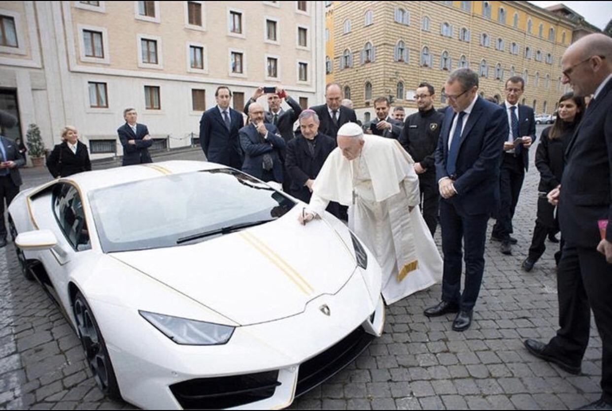 Pope Francis was once gifted a Lamborghini.  It was later auctioned off for charity.