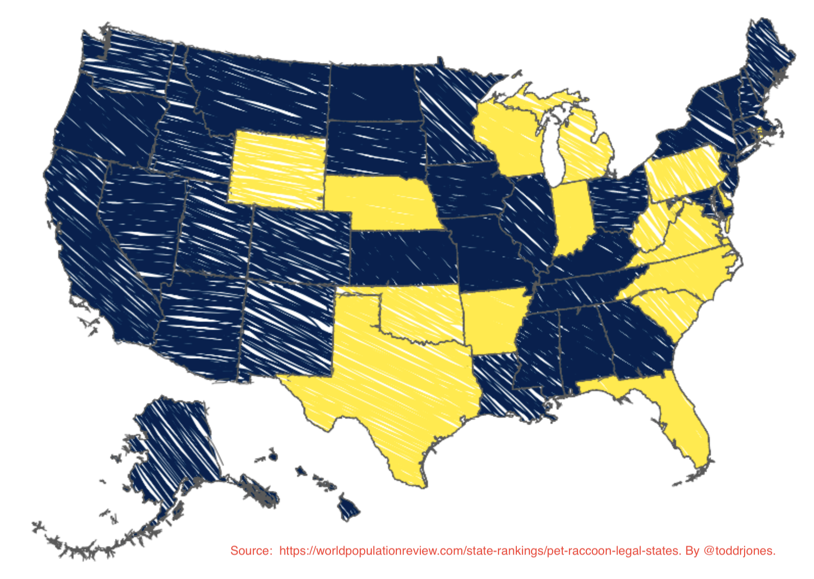 In the yellow states it is legal to own a RACCOON. Thought you oughta know. 