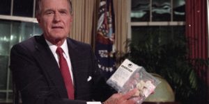 President Bush posing with a bag of crack, circa 1985.