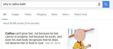 Why is Caillou bald?