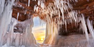 Ice cave on lake superior, WI.