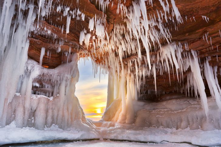 Ice cave on lake superior, WI.