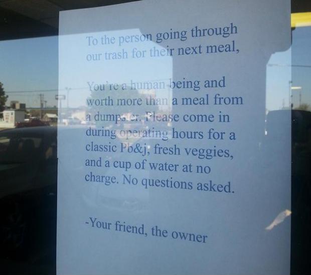 To the person going through our trash for their next meal…