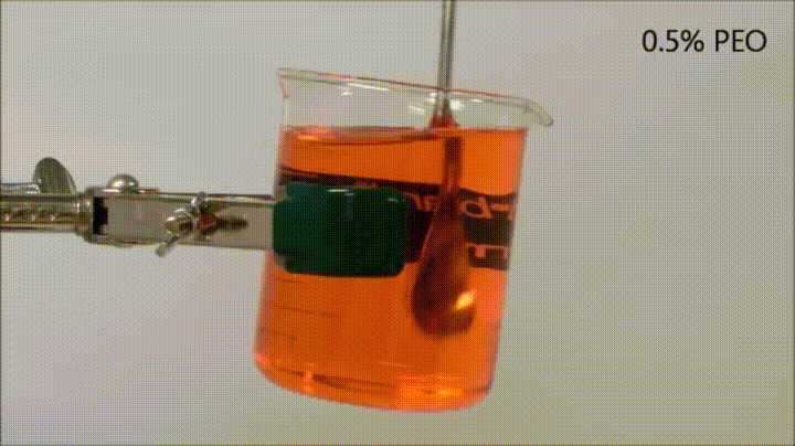 A viscoelastic fluid will pour itself. This is known as the open channel siphon effect.