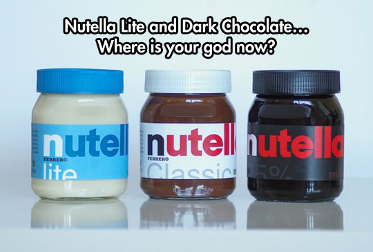 Nutella Lite and Dark Chocolate.