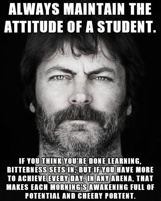 The attitude of a student.