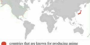 Countries known for producing anime.