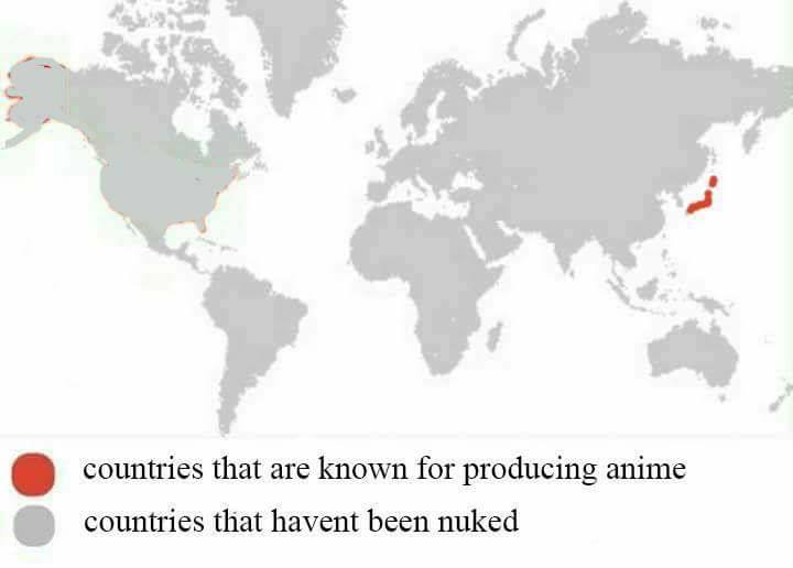 Countries known for producing anime.