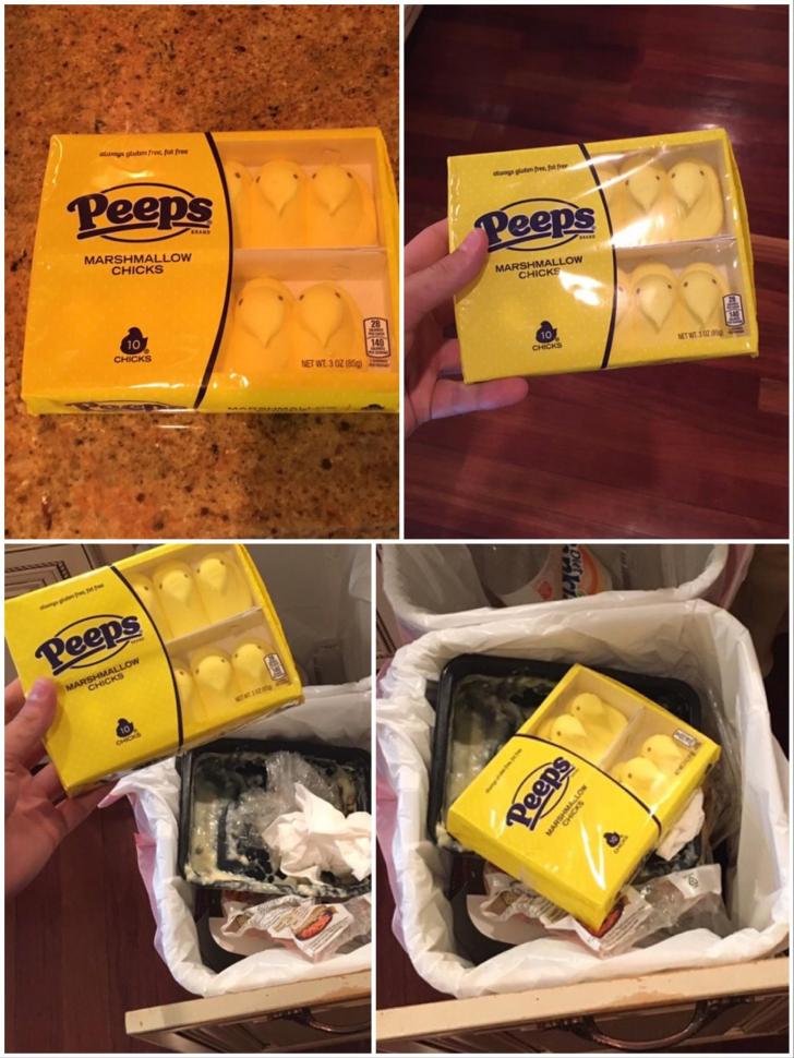 Correct way to eat Peeps.