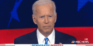 Joe surprised by Bernie’s hand waving.