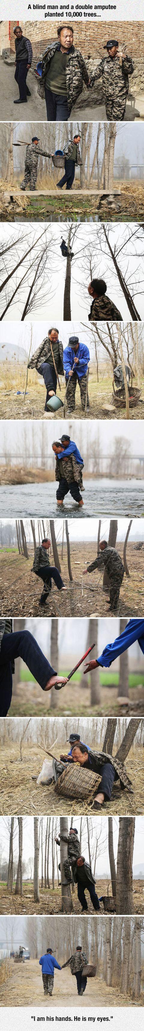 Blind man and double amputee planted 10,000 trees