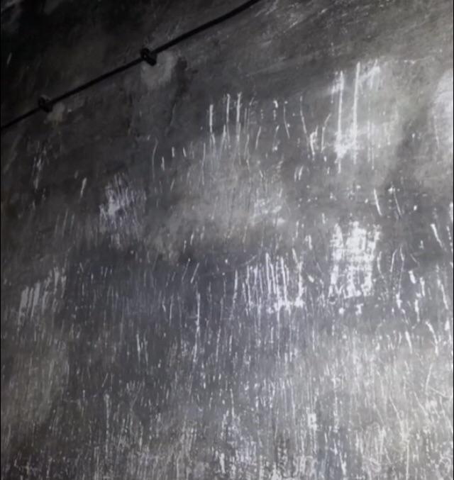 The walls inside a Nazi gas chamber.