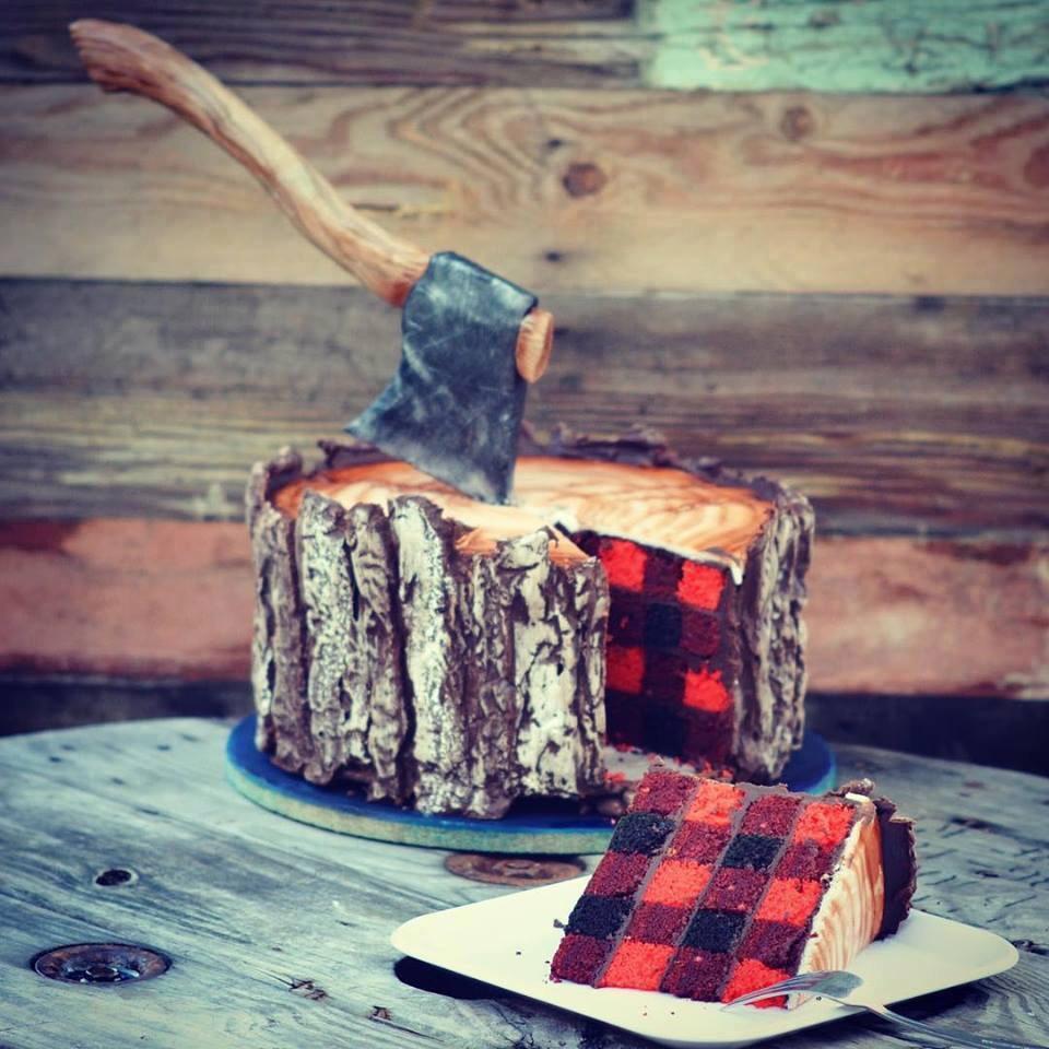 Paul Bunyan bakes a cake.