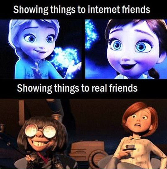 Internet friends vs. real friends.
