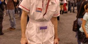 Absolutely terrifying Nurse Joker cosplay.