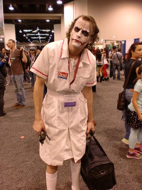 Absolutely terrifying Nurse Joker cosplay.