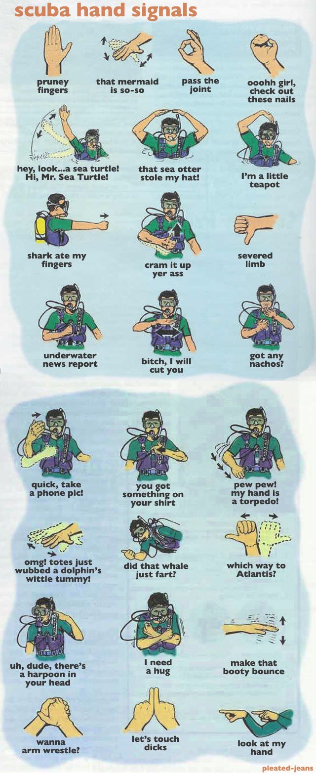 Scuba hand signals.