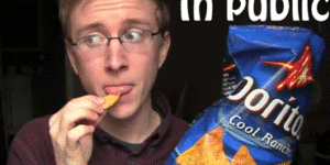 Eating Doritos.