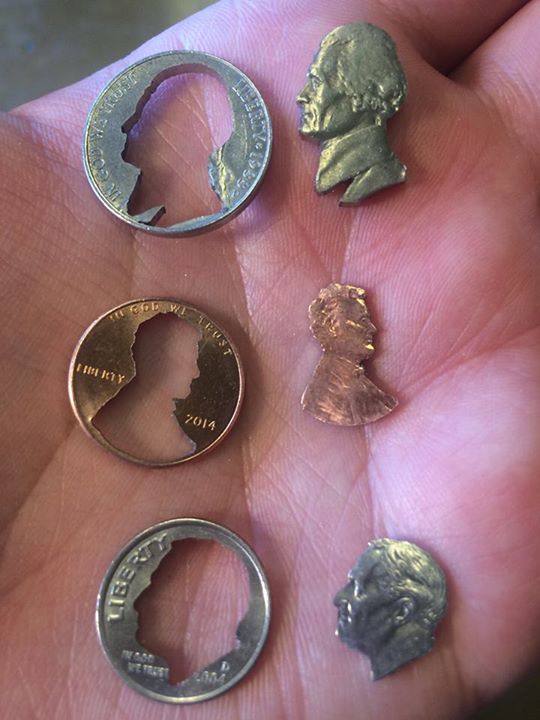 Silhouette Cutouts from Coins