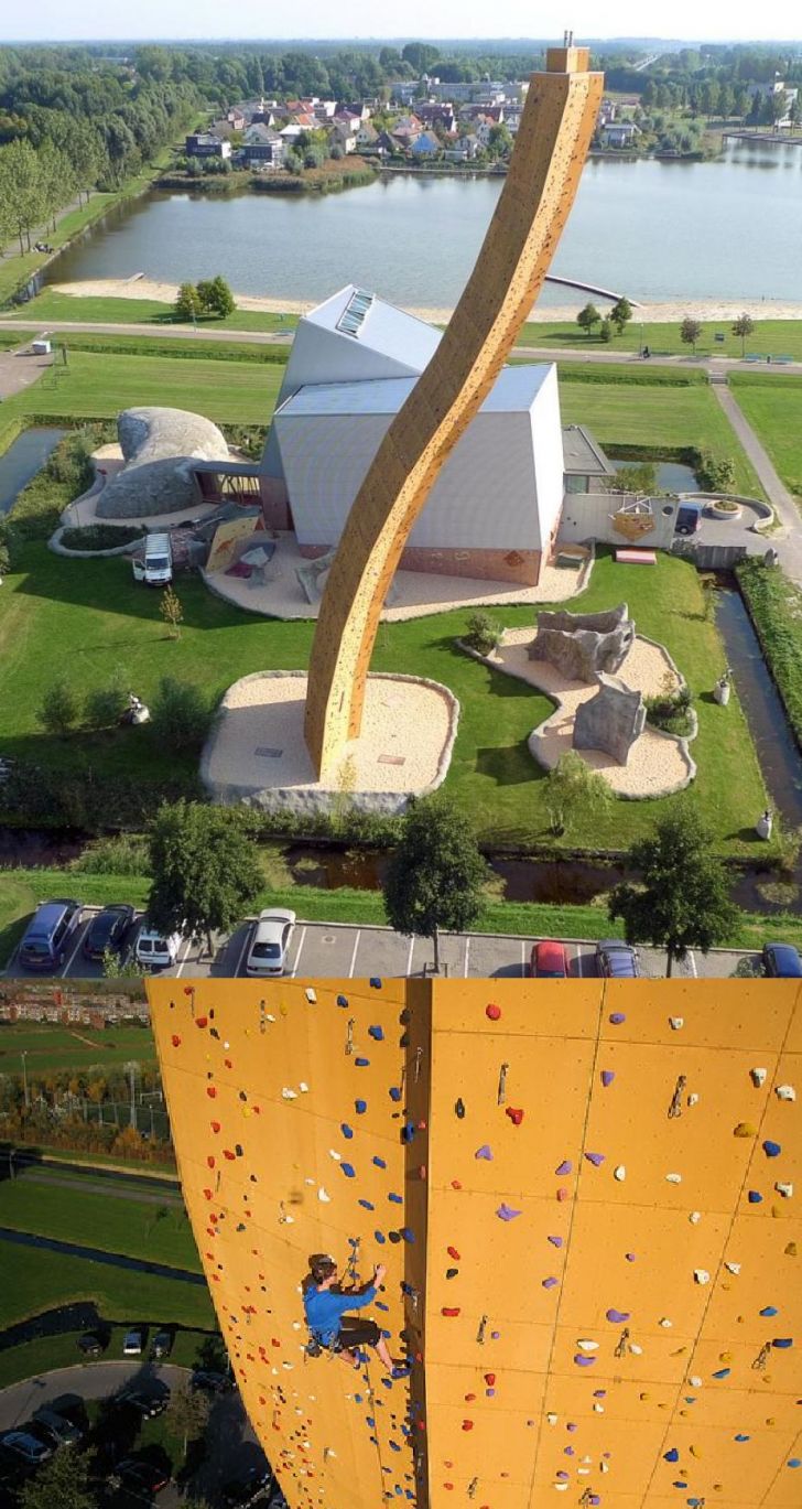 Excalibur climbing wall towering over 121 feet at the Klimcentrum Bjoeks in Netherlands.