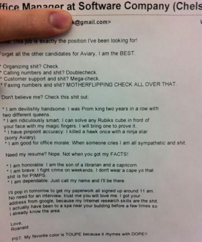 Best job application ever