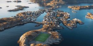 This football pitch in the Lofeten Islands, Norway