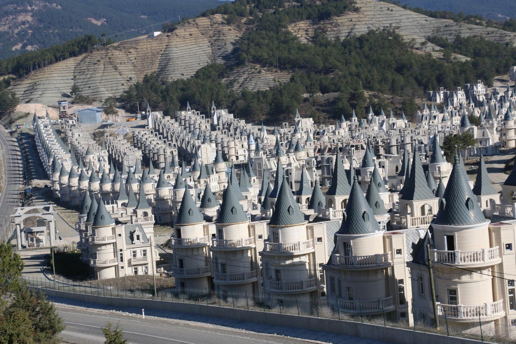 Identical, abandoned chateaus in Turkey that were built by a real estate developer who went bankrupt, naturally.  