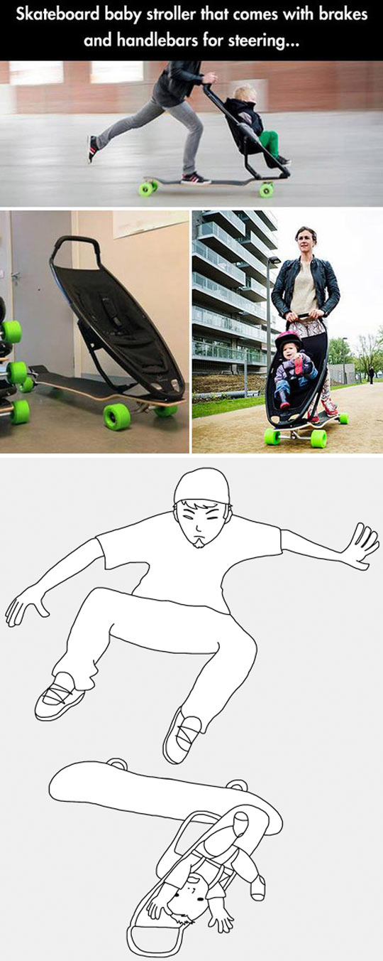Skateboard baby stroller [fixed]