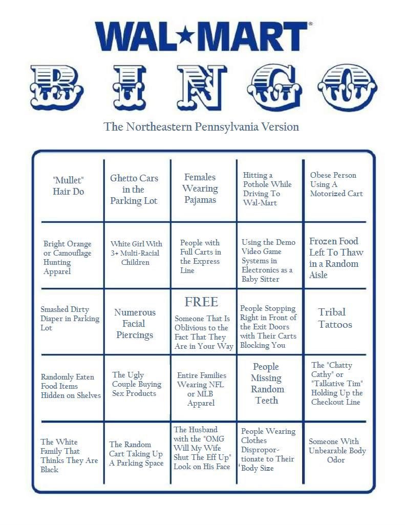 Walmart bingo.