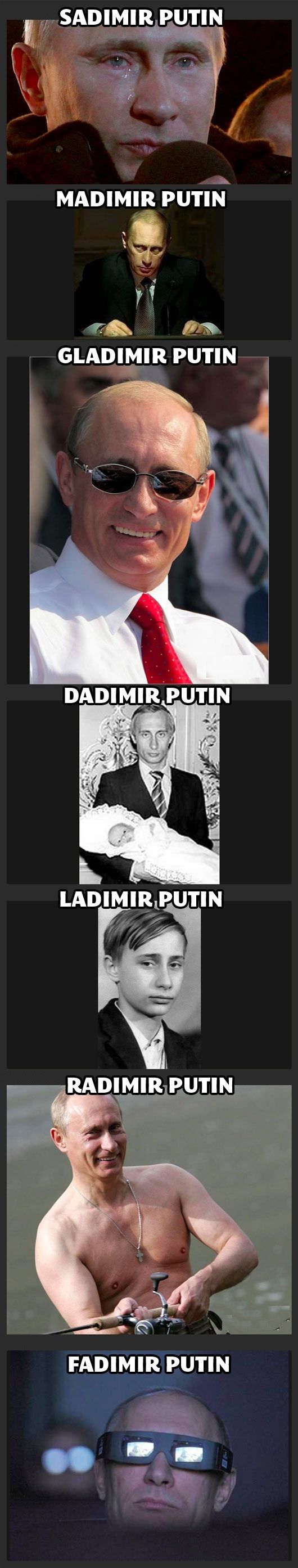The many faces of Vladimir Putin.