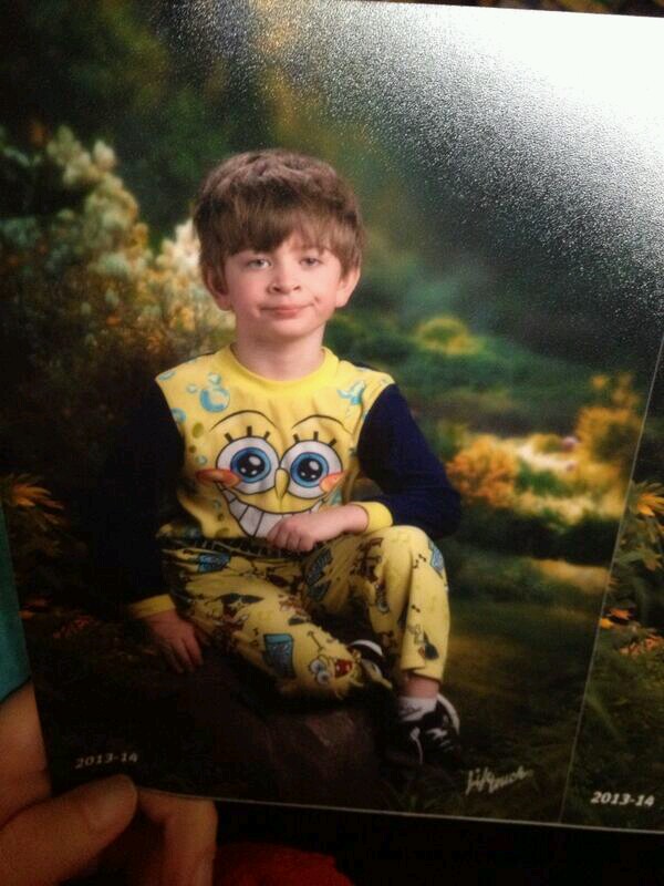 Mixed up pajama day and picture day. He was not pleased.