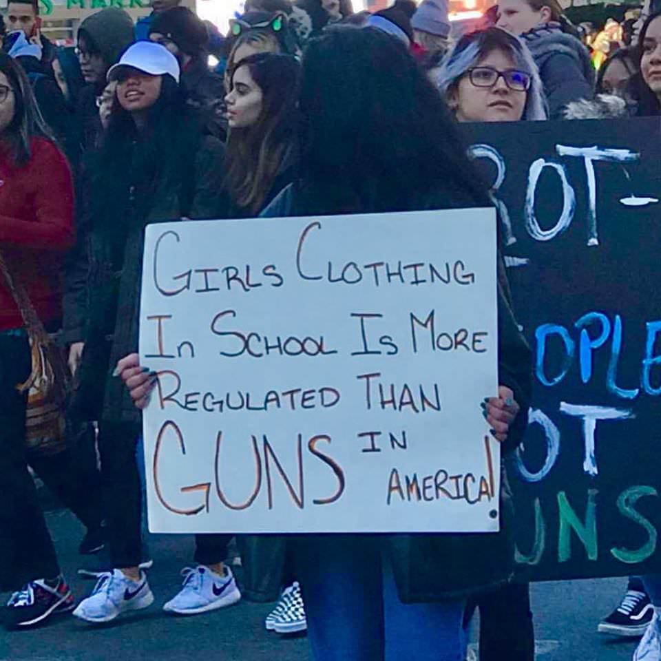 Sign held by a student at a school walkout