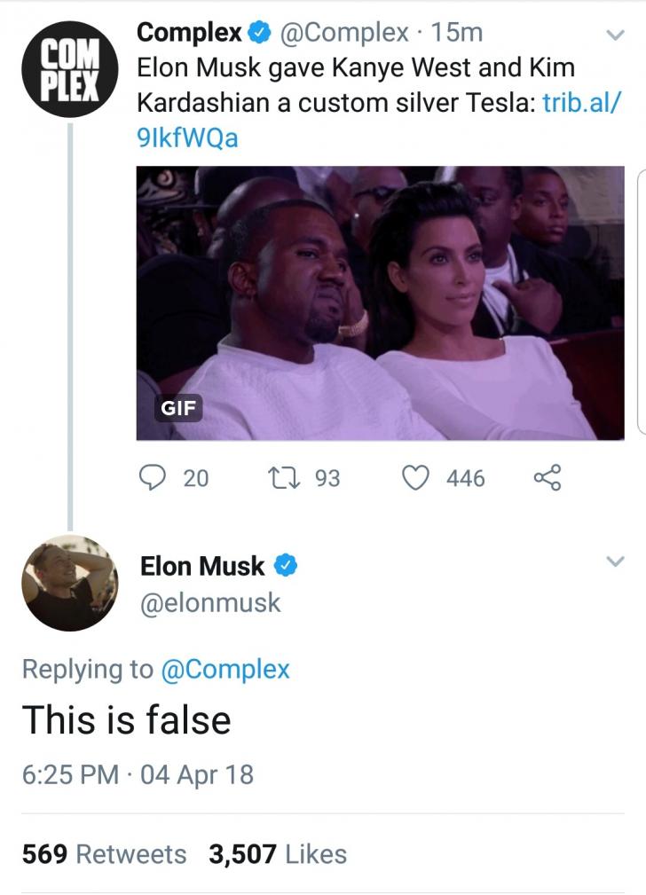 Elon Musk has no time for fake news.