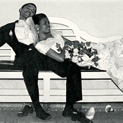 The Obamas' on their wedding day, 1992