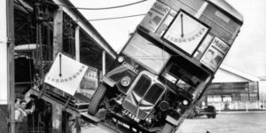 This is how they proved Londons Double-decker buses were not a tipping hazard, circa 1933.