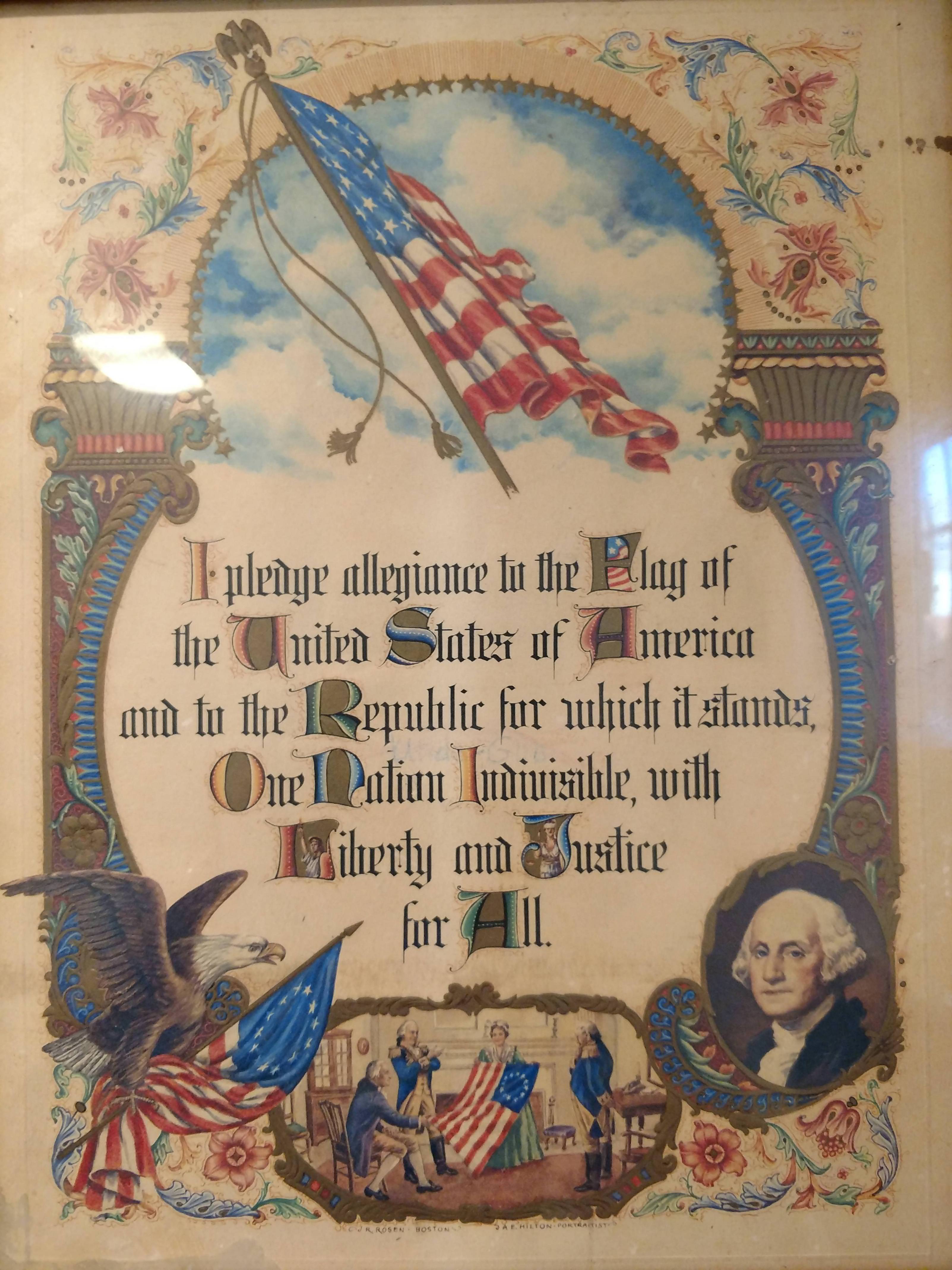 Antique Pledge of Allegiance poster seems to be missing something...