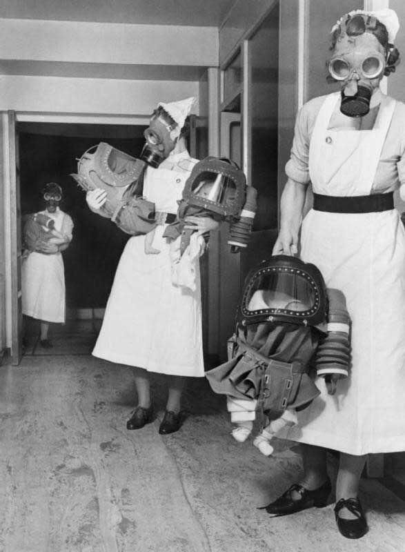 WWII gas suits for newborns. War is hell.