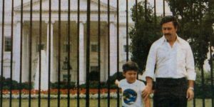 Pablo Escobar and his son in front of the White House
