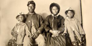 American Civil War Soldier with his wife and daughters circa 1863